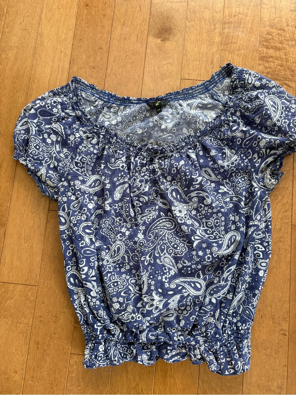 Blue Paisley Off-Shoulder Women’s Top